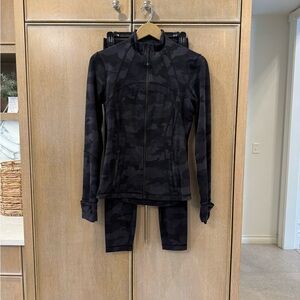 Lululemon Athletica Black Camo Define Jacket and Legging Set